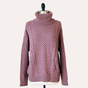 Mystree Women's Cable Knit Turtleneck Sweater NWT S